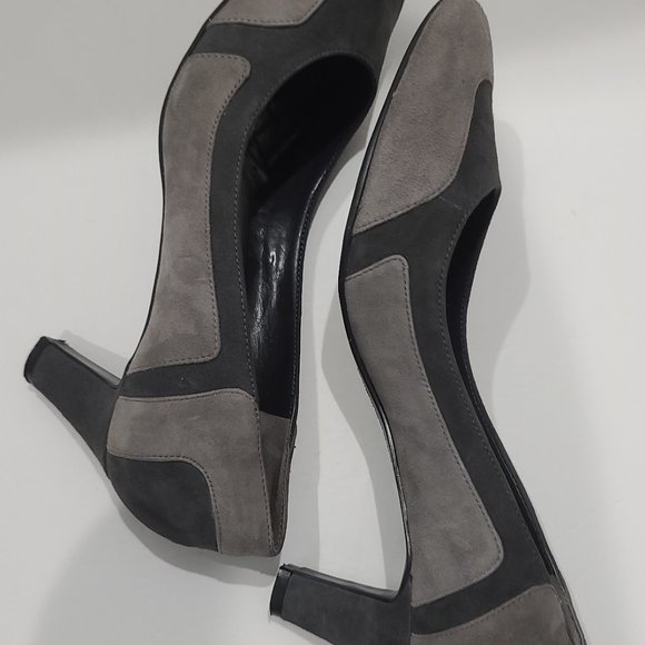 NEW ✅ Easy Spirit 2-Tone Grey / Charcoal Grey Nubuck Suede Heel Shoes 8W ✨ NEW - Picture 2 of 15